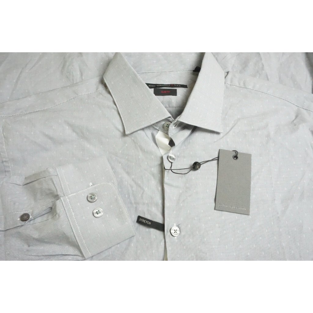 John Varvatos Blue Pattern Slim Fit Dress Shirt Sz 16 Brand New